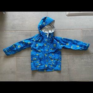 REI Toddler 3T rain coat - blue green geometric